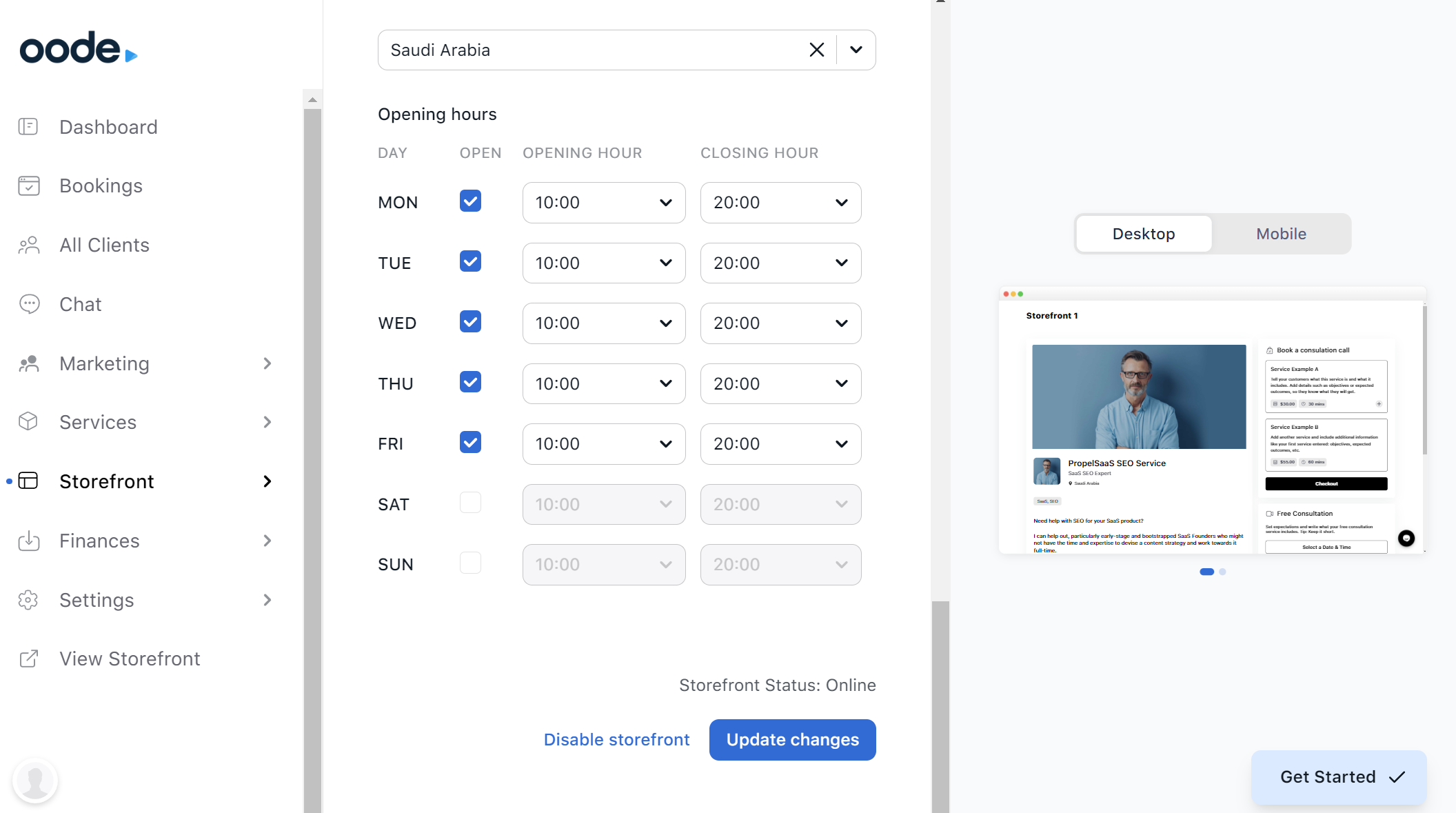 Oode - Booking page